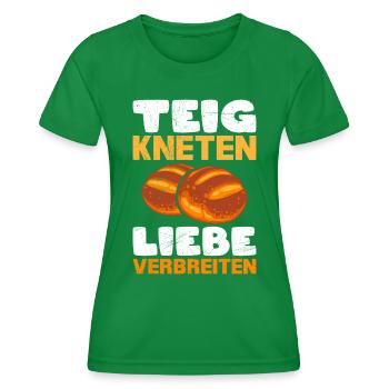 Teig Kneten Liebe Verbreiten Brotliebe Brotbacken - Frauen Funktions-T-Shirt - Kelly Green - Vorne - AI Model Female 172 dark (172cm)