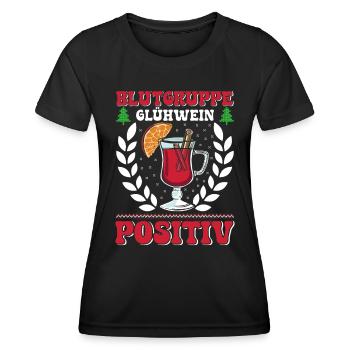 Blutgruppe Glühwein Positiv Glüweinstand - Frauen Funktions-T-Shirt - Schwarz - Vorne - AI Model Female 172 light (172cm)