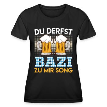 Bayerisches Bier Derfst Bazi zu mir Song Bayern - Frauen Funktions-T-Shirt - Schwarz - Vorne - AI Model Female 172 light (172cm)