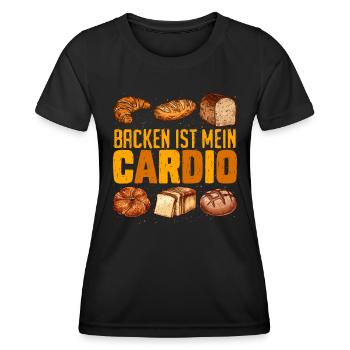 Backen ist mein Cardio Brotbäcker Backliebhaber - Frauen Funktions-T-Shirt - Schwarz - Vorne - AI Model Female 172 light (172cm)