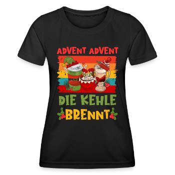 Glühwein Fan Advent Advent die Kehle Brennt - Frauen Funktions-T-Shirt - Schwarz - Vorne - AI Model Female 172 light (172cm)