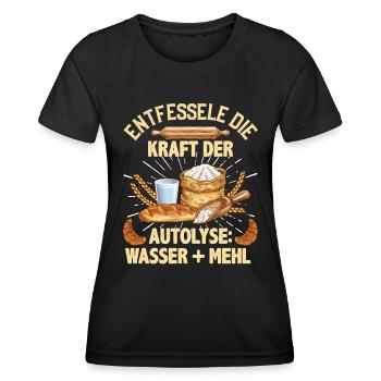 Bäcker Entfessele die Kraft von Wasser und Mehl - Frauen Funktions-T-Shirt - Schwarz - Vorne - AI Model Female 172 light (172cm)