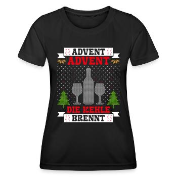Advent Advent die Kehle Brennt Glühweintopf - Frauen Funktions-T-Shirt - Schwarz - Vorne - AI Model Female 172 light (172cm)