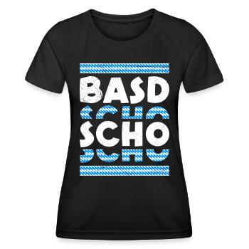 Basd Scho Boarisch Bayern Flagge Bayern Weiß Blau - Frauen Funktions-T-Shirt - Schwarz - Vorne - AI Model Female 172 light (172cm)