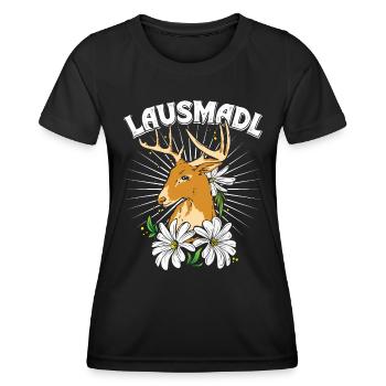 Lausmadl Bayerisches Trachten Shirt Frauen - Frauen Funktions-T-Shirt - Schwarz - Vorne - AI Model Female 172 light (172cm)