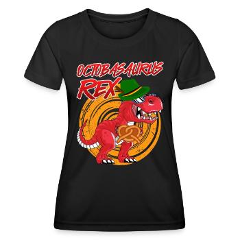 Oktobasaurus Rex Dinosaurier Brezel - Frauen Funktions-T-Shirt - Schwarz - Vorne - AI Model Female 172 light (172cm)