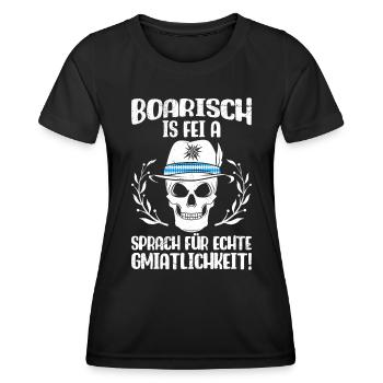 Boarisch is fei a Sprach für Gmiatlichkeit - Frauen Funktions-T-Shirt - Schwarz - Vorne - AI Model Female 172 light (172cm)