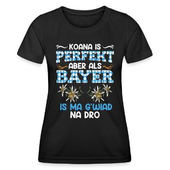 Bayerisch Koana is Perfekt aber als Bayer - Frauen Funktions-T-Shirt - Schwarz - Vorne - AI Model Female 172 light (172cm)