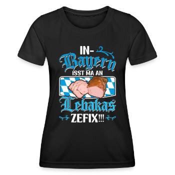 Leberkäse In Bayern Isst Ma an Lebakas Zefix - Frauen Funktions-T-Shirt - Schwarz - Vorne - AI Model Female 172 light (172cm)