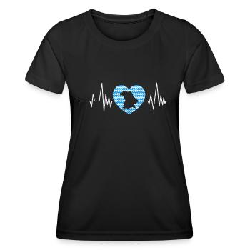 Bayern Herzklopfen Flagge Bayerisch Weiß Blau - Frauen Funktions-T-Shirt - Schwarz - Vorne - AI Model Female 172 light (172cm)