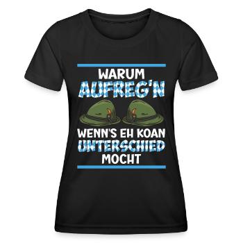 Warum aufregen wenns koan Unterschied mocht Bayer - Frauen Funktions-T-Shirt - Schwarz - Vorne - AI Model Female 172 light (172cm)