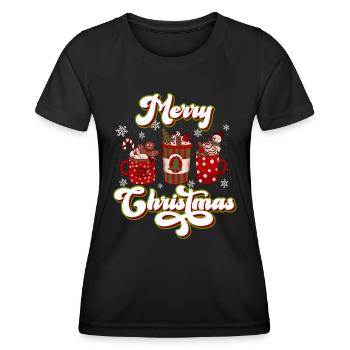 Merry Christmas Glühweinbude Weihnachten - Frauen Funktions-T-Shirt - Schwarz - Vorne - AI Model Female 172 light (172cm)