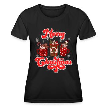 Merry Christmas Glühweinbude Weihnachten - Frauen Funktions-T-Shirt - Schwarz - Vorne - AI Model Female 172 light (172cm)