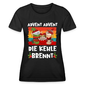 Glühwein Fan Advent Advent die Kehle Brennt - Frauen Funktions-T-Shirt - Schwarz - Vorne - AI Model Female 172 light (172cm)