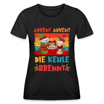 Glühwein Fan Advent Advent die Kehle Brennt - Frauen Funktions-T-Shirt - Schwarz - Vorne - AI Model Female 172 light (172cm)