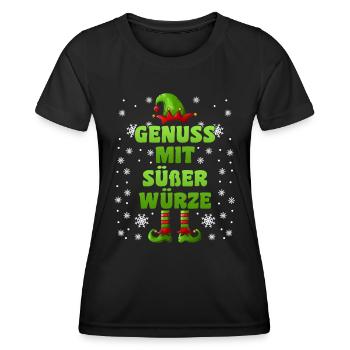 Glühwein Genuss mit Süßer Würze Wichtel - Frauen Funktions-T-Shirt - Schwarz - Vorne - AI Model Female 172 light (172cm)