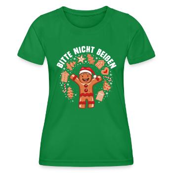 Lebkuchen Bitte nicht Beißen Weihnachten - Frauen Funktions-T-Shirt - Kelly Green - Vorne - AI Model Female 172 dark (172cm)