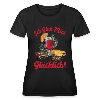 Glühwein Ich Geh mich Glücklich Glühen Weihnachten - Frauen Funktions-T-Shirt - Schwarz - Vorne - AI Model Female 172 light (172cm)