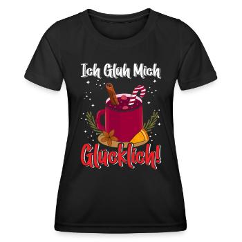 Weihnachtsmarkt Ich Glüh mich Glücklich! - Frauen Funktions-T-Shirt - Schwarz - Vorne - AI Model Female 172 light (172cm)