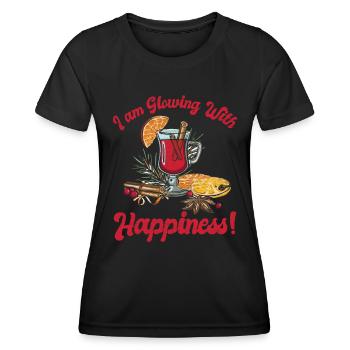 Glühwein Ich Geh mich Glücklich Glühen Weihnachten - Frauen Funktions-T-Shirt - Schwarz - Vorne - AI Model Female 172 light (172cm)