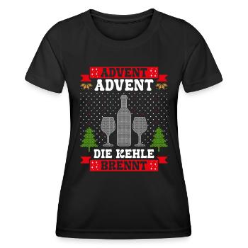 Advent Advent die Kehle Brennt Glühweintopf - Frauen Funktions-T-Shirt - Schwarz - Vorne - AI Model Female 172 light (172cm)