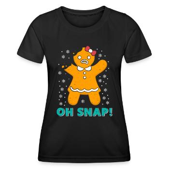 Lebkuchenmann Oh Snap! Lebkuchen Weihnachten - Frauen Funktions-T-Shirt - Schwarz - Vorne - AI Model Female 172 light (172cm)