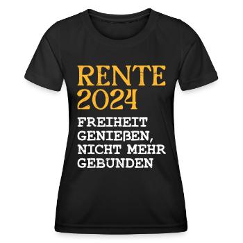 Rente 2024 Freiheit Genießen, nicht mehr Gebunden - Frauen Funktions-T-Shirt - Schwarz - Vorne - AI Model Female 172 light (172cm)