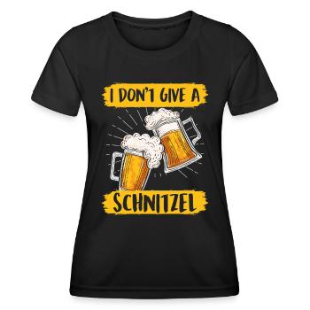 Schnitzel Shirt Bayerisch I don't Give a Schnitzel - Frauen Funktions-T-Shirt - Schwarz - Vorne - AI Model Female 172 light (172cm)