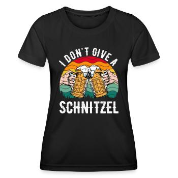 Schnitzel Shirt Bayerisch I don't Give a Schnitzel - Frauen Funktions-T-Shirt - Schwarz - Vorne - AI Model Female 172 light (172cm)