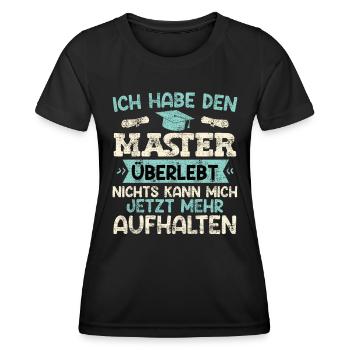Master Party Habe den Master Überlebt Masterarbeit - Frauen Funktions-T-Shirt - Schwarz - Vorne - AI Model Female 172 light (172cm)