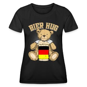 Bier Hug Deutschland Bierliebhaber Teddybär - Frauen Funktions-T-Shirt - Schwarz - Vorne - AI Model Female 172 light (172cm)