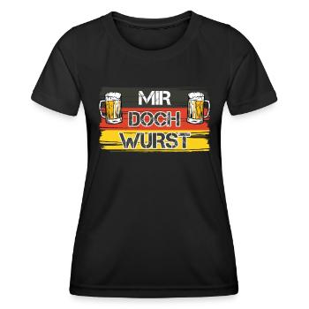 Deutschland Shirt Mir doch Wurst Bierkrug - Frauen Funktions-T-Shirt - Schwarz - Vorne - AI Model Female 172 light (172cm)