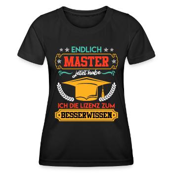 Master Endlich Master Lizenz zum Klugscheissen - Frauen Funktions-T-Shirt - Schwarz - Vorne - AI Model Female 172 light (172cm)