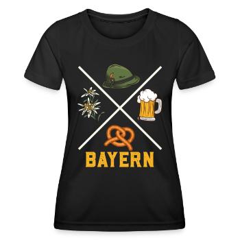 Bayerisch Tradition Bierkrug Brezeln Bayern - Frauen Funktions-T-Shirt - Schwarz - Vorne - AI Model Female 172 light (172cm)