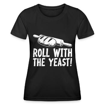 Bread Baking Roll with the Yeast! Rolling pin baking - Women's Functional T-Shirt - black - Front - AI Model Female 172 light (172cm)