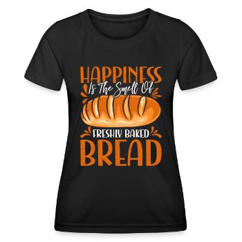 Le bonheur de la cuisson du pain est l’odeur du pain fraîchement cuit - T-shirt sport Femme - noir - Devant - AI Model Female 172 light (172cm)