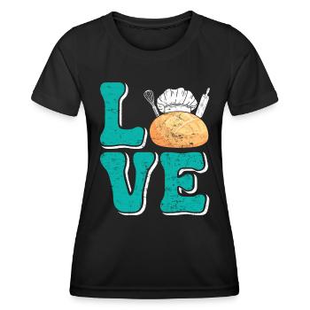 Bread Baking Love LOVE Bakery Bread Baker Bread Baking - Women's Functional T-Shirt - black - Front - AI Model Female 172 light (172cm)