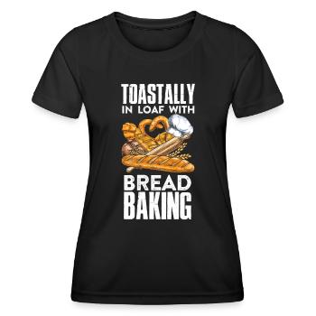 Boulanger de pain grillé dans un pain avec cuisson du pain - T-shirt sport Femme - noir - Devant - AI Model Female 172 light (172cm)