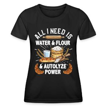 Tout ce dont j’ai besoin, c’est d’eau et de farine - T-shirt sport Femme - noir - Devant - AI Model Female 172 light (172cm)