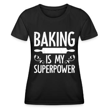 Backen ist meine Superkraft Konditorei Backteig - Frauen Funktions-T-Shirt - Schwarz - Vorne - AI Model Female 172 light (172cm)