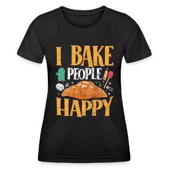 Bäckerei I Bake People Happy Croissant Konditor - Frauen Funktions-T-Shirt - Schwarz - Vorne - AI Model Female 172 light (172cm)
