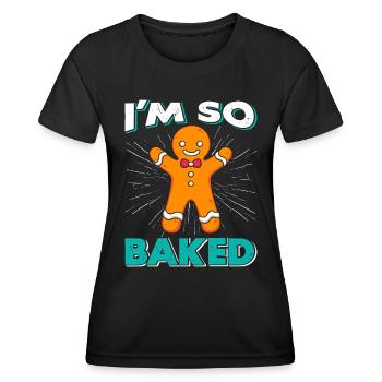 Homme de pain d’épice Je suis tellement cuit Noël - T-shirt sport Femme - noir - Devant - AI Model Female 172 light (172cm)