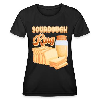 Brotliebhaber Sourdough King Brot Backen - Frauen Funktions-T-Shirt - Schwarz - Vorne - AI Model Female 172 light (172cm)