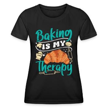 Baking is my Therapy Brotbäcker Backen - Women's Functional T-Shirt - black - Front - AI Model Female 172 light (172cm)