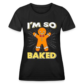 Homme de pain d’épice Je suis tellement cuit Noël - T-shirt sport Femme - noir - Devant - AI Model Female 172 light (172cm)