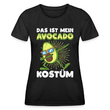 Karneval Das ist mein Avocado Kostüm Fan - Frauen Funktions-T-Shirt - Schwarz - Vorne - AI Model Female 172 light (172cm)