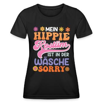 Fasching Mein Hippie Kostüm ist in der Wäsche - Frauen Funktions-T-Shirt - Schwarz - Vorne - AI Model Female 172 light (172cm)