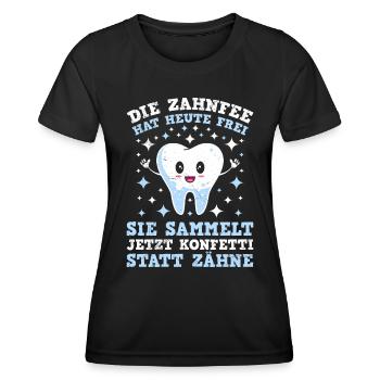 Fasching Zahnfee Sammelt Konfetti statt Zähne - Frauen Funktions-T-Shirt - Schwarz - Vorne - AI Model Female 172 light (172cm)