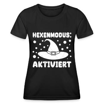 Karneval Party Hexenmodus: Aktiviert Fasching - Frauen Funktions-T-Shirt - Schwarz - Vorne - AI Model Female 172 light (172cm)