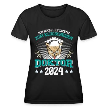 Doktor 2024 Habe die Lizenz zum Klugscheißen - Frauen Funktions-T-Shirt - Schwarz - Vorne - AI Model Female 172 light (172cm)